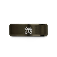 best presents for guys – gunmetal & rose gold tungsten king king crowns wedding band