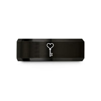 unique present ideas him – black tungsten vintage key heart wedding band