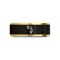 best presents for ladies – black & gold tungsten hose nozzle wedding band