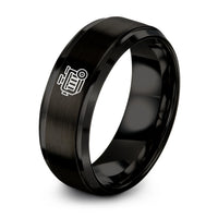 70th Birthday Gifts for Women – black tungsten inline 4 engine ring