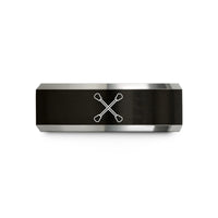 best presents for her – black & grey tungsten majorette baton wedding band