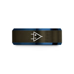engraved rings for her – gunmetal & blue tungsten op amp symbol wedding band