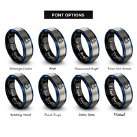 font options for inside engraving on black & blue & gray 8 bit alien rings