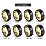 font options for inside engraving on black & gold 8 bit heart rings
