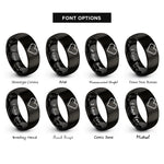 font options for inside engraving on black 8 bit heart rings