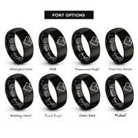 font options for inside engraving on black 8 bit heart rings