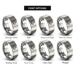 font options for inside engraving on silver 8 bit spaceship rings