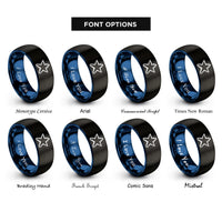 font options for inside engraving on black & blue 8 bit star rings