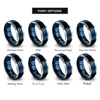 font options for inside engraving on blue & gray 8 bit star rings