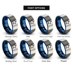 font options for inside engraving on blue & silver 8 bit star rings