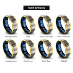 font options for inside engraving on gold & blue & grey 8 bit star rings