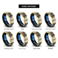 font options for inside engraving on gold & blue & grey 8 bit star rings