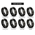 font options for inside engraving on black & gray 8 pointed star rings