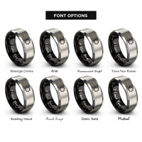 font options for inside engraving on black & gray 8 pointed star rings