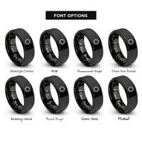 font options for inside engraving on black 8 pointed star rings