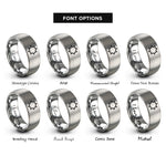 font options for inside engraving on silver 8 pointed star rings