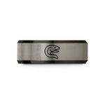 personalized present rings – black & blue & grey tungsten moray eel wedding band
