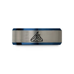 personalized present ideas her – blue & gray tungsten mountain ridge moon wedding band