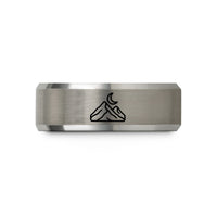 unique anniversary present ideas – grey tungsten mountain ridge moon wedding band