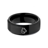 custom rings for women – black tungsten pit bull terrier wedding band
