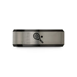 women’s tungsten wedding – black & blue & silver tungsten racquetball racquet ball wedding band