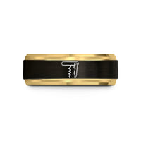 personalized presents for her – black & gold tungsten waiters corkscrew wedding band
