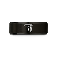 unique rings for women – black & gold tungsten waiters corkscrew wedding band