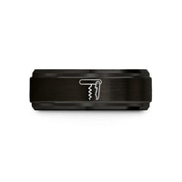 tungsten bands for couples – black & rose gold tungsten waiters corkscrew wedding band