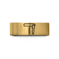 engraved rings for her – gold tungsten waiters corkscrew wedding band