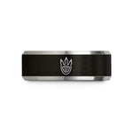men's tungsten wedding bands – black & gray tungsten alligator track wedding band