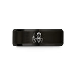 engraved rings for men – black tungsten director baton wedding band