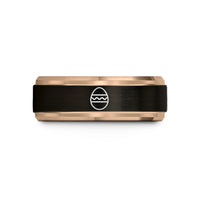 customized rings for him – black & rose gold tungsten easter egg wedding band
