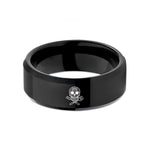 tungsten carbide rings men – black tungsten skull spatula wedding band