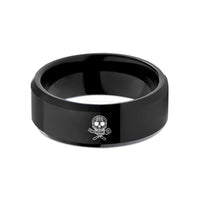 tungsten carbide rings men – black tungsten skull spatula wedding band