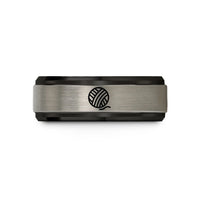 personalized presents for him – black & grey tungsten yarn ball wedding band