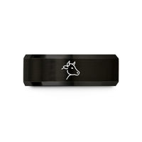 personalized present ideas men – black tungsten cow wedding band