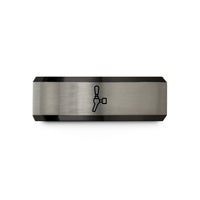 men’s tungsten wedding band – black & silver tungsten draft tap handle wedding band