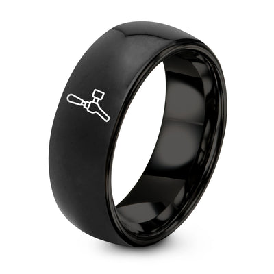 Draft Tap Handle – Tungsten Wedding Band, 8 mm, Black Comfort-Fit Men
