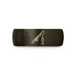 personalized rings for men – gunmetal & black tungsten spinning rod lure wedding band