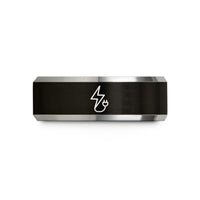 graduation present for her – black & silver tungsten electrician bolt wedding band