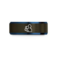 personalized presents for teens – gunmetal & blue tungsten queue wedding band