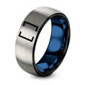 Square Brackets Pair – Tungsten Wedding Band, 8 mm, Black, Gray Comfort-Fit Unisex