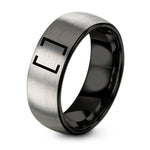 8th Grade Graduation Gift – black & grey tungsten square brackets pair ring