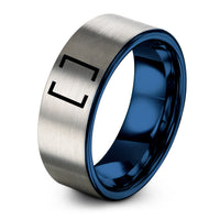 graduation presents for teens – blue & silver tungsten square brackets pair ring