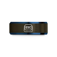 personalized jewelry for her – gunmetal & blue tungsten esc key wedding band