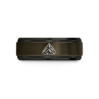 custom engrave ring present – gunmetal & black tungsten everest asia wedding band