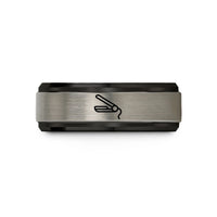 unique presents for girls – black & silver tungsten flat iron wedding band