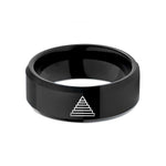 unique band for her – black tungsten pyramid steps wedding band