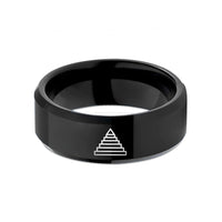 unique band for her – black tungsten pyramid steps wedding band