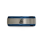 personalized present for couples – black & blue & grey tungsten stormy sea wedding band